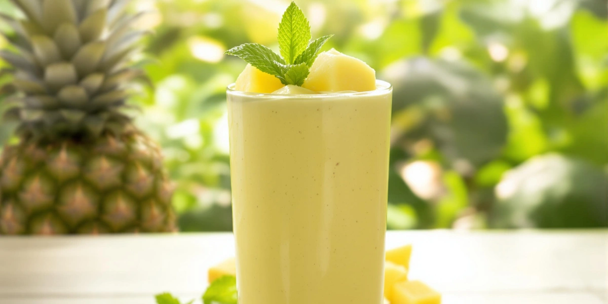 smoothie z mleka ryżowego, ananasa i imbiru